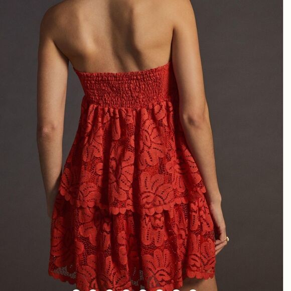 Maeve Anthropologie Strapless Lace Mini Dress, Size L, NWT - Picture 2 of 13